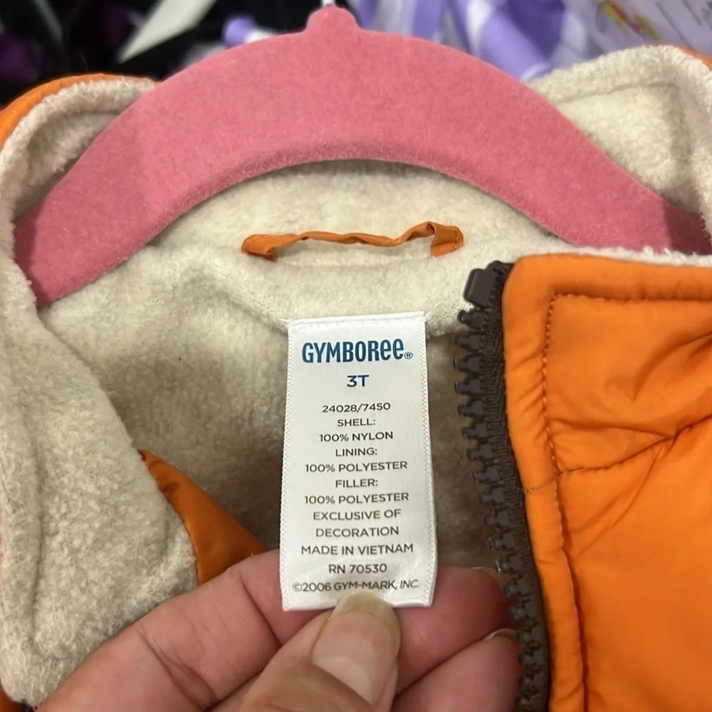 Gymboree Orange vest puffer size 3 fluffy inside